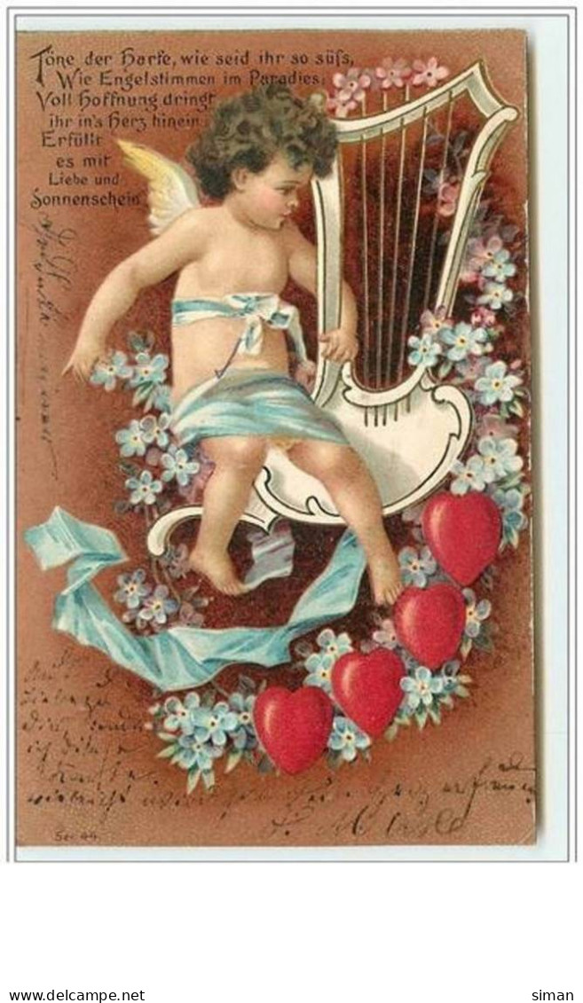 N°2942 - Carte Gaufrée - Angelot Avec Une Lyre N°3 - Angels