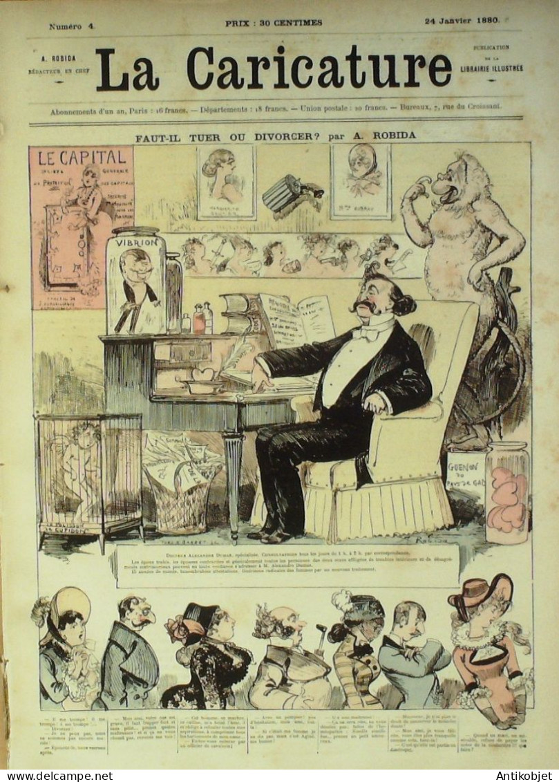 La Caricature 1880 N°  4 Faut-il Tuer Ou Divorcer Robida DranerMorland - Zeitschriften - Vor 1900