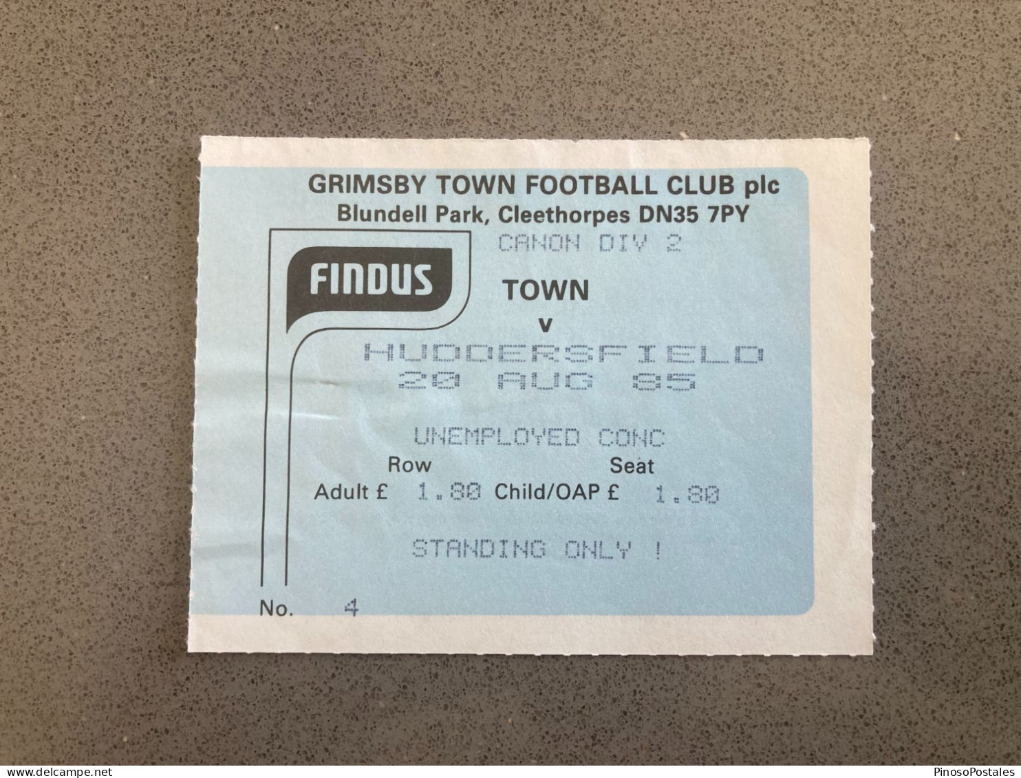 Grimsby Town V Huddersfield Town 1985-86 Match Ticket - Tickets D'entrée