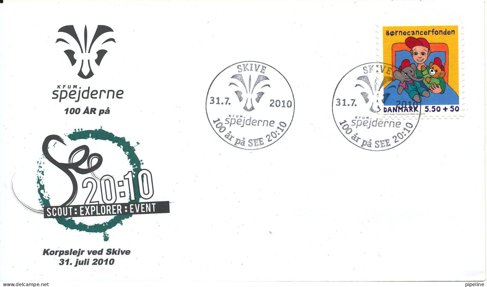 Denmark Cover Skive 31-7-2010 Scout Explorer Event KFUM Scouts 100th Anniversary - Cartas & Documentos