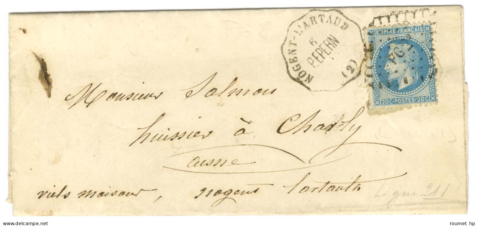 Losange PG2 / N° 29 Conv. Stat. NOGENT-L'ARTAUD / P.EPERN (2) Sur Lettre Pour Charly. 1869. - TB / SUP. - Andere & Zonder Classificatie