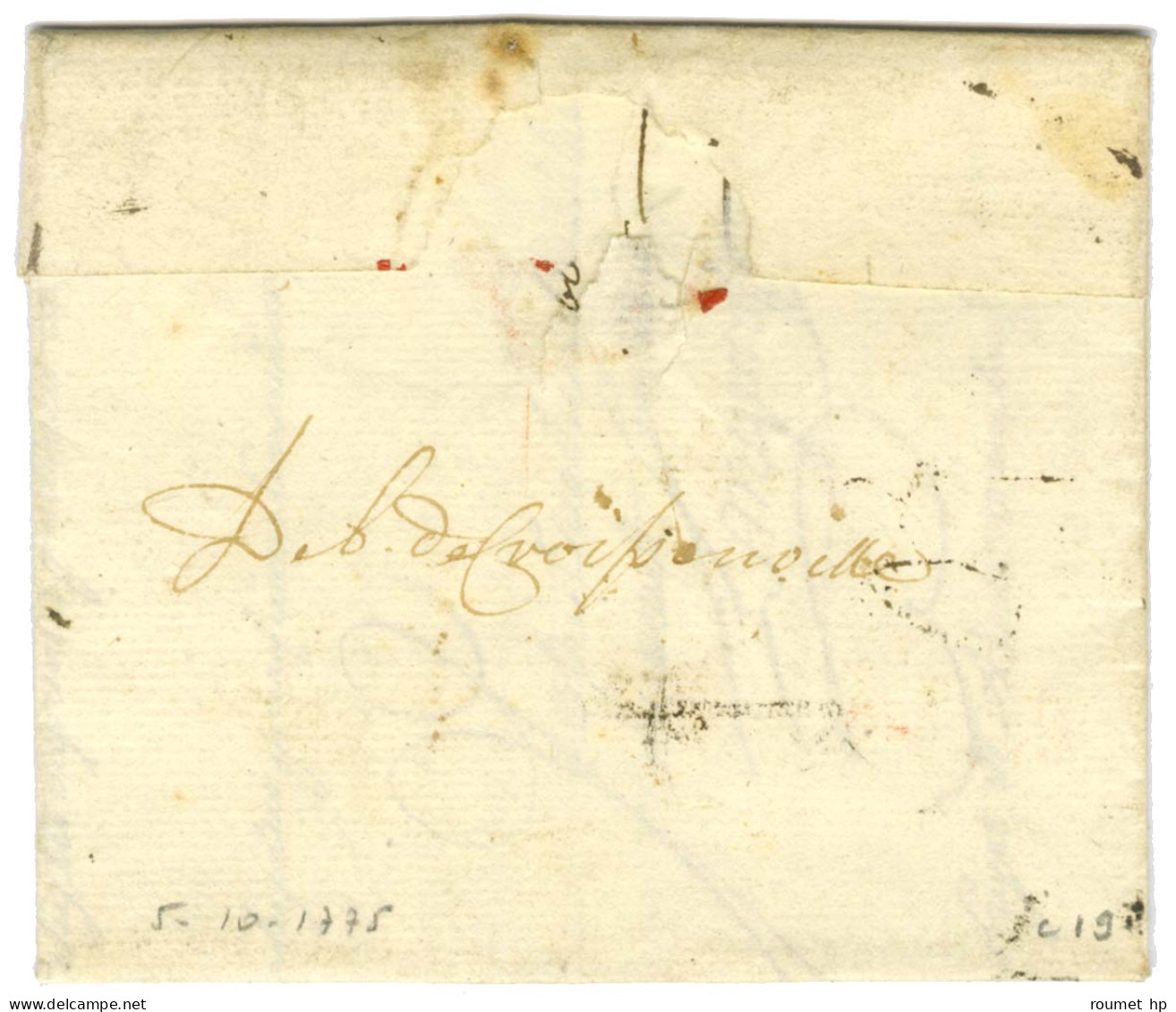 '' Deb De Croissanville '' (L N° 5) Sur Lettre Avec Texte Daté 1775. - TB / SUP. - R. - Sonstige & Ohne Zuordnung