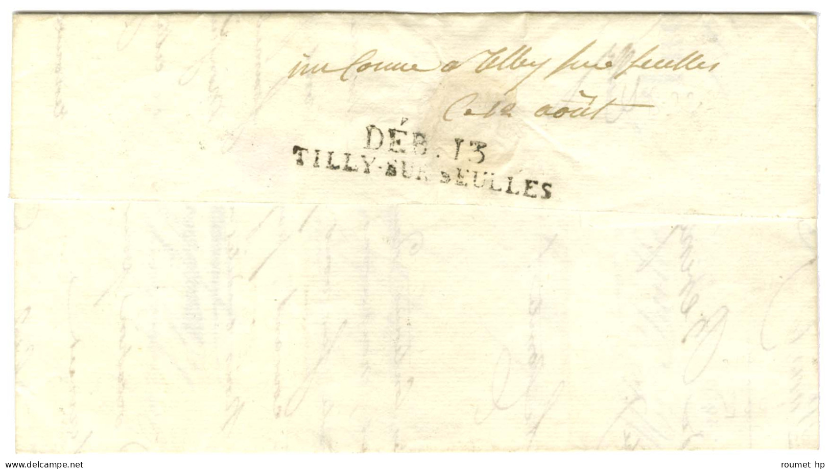 DEB. 13 / TILLY SUR SEULLES Sur Lettre Avec Texte Daté De Paris Le 5 Août 1822. - TB / SUP. - R. - Sonstige & Ohne Zuordnung