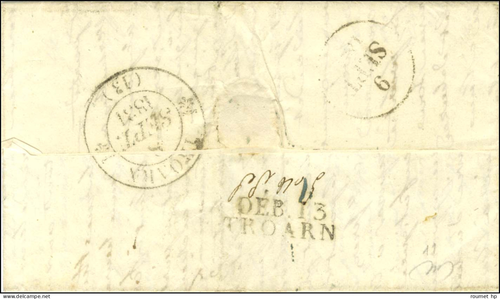 DEB. 13 / TROARN Sur Lettre Avec Texte Daté 1831. - TB / SUP. - R. - Andere & Zonder Classificatie