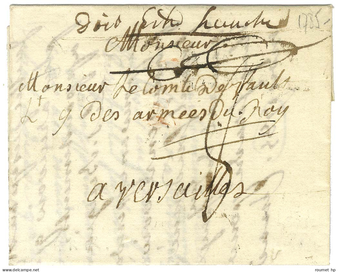 Lettre Avec Texte Daté De Brie Comte Robert 1785 Pour Versailles. Au Recto, Taxe 8 Annulée Et Mention Manuscrite '' Doit - Lettres Civiles En Franchise