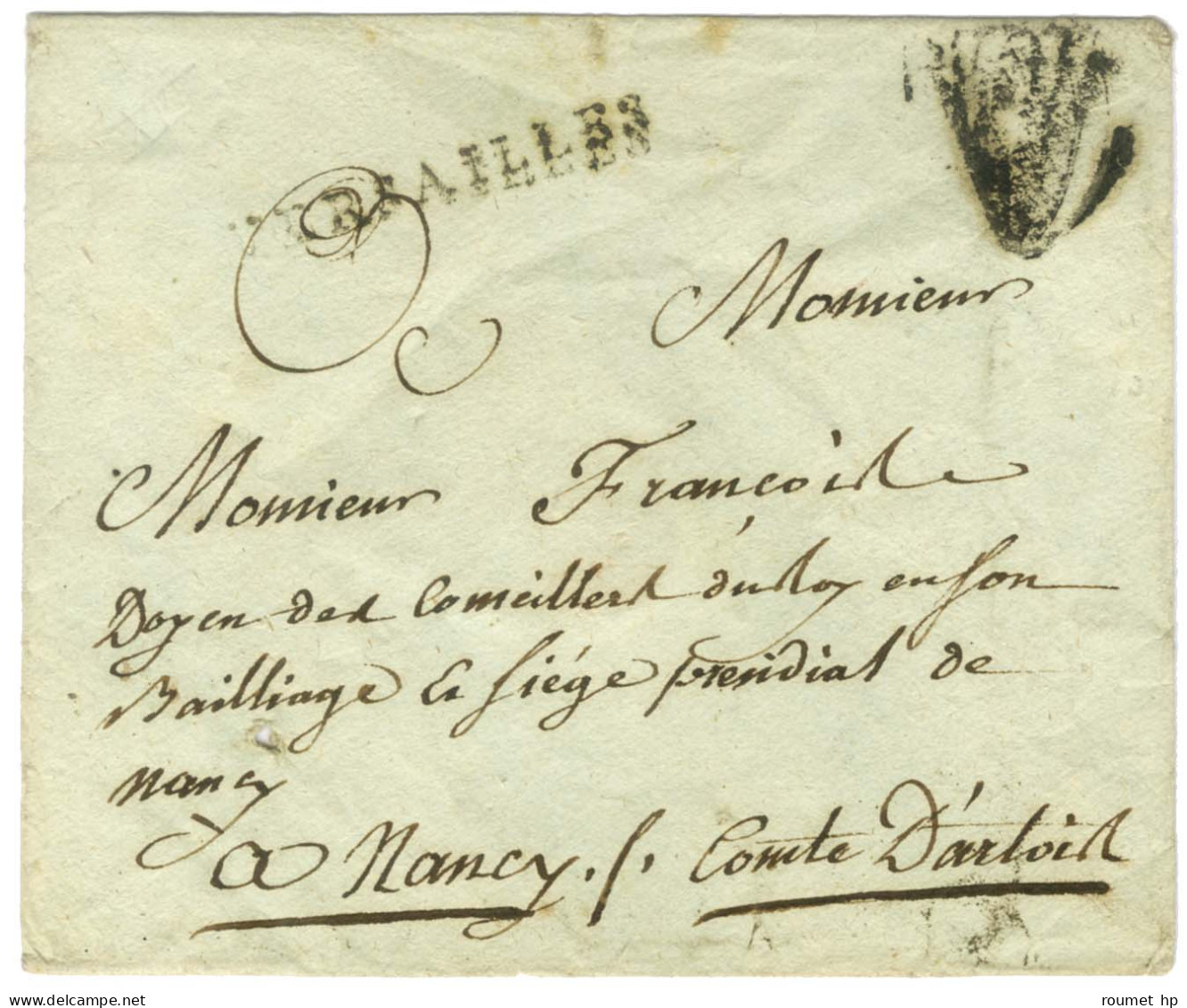 Contreseing De Franchise Manuscrit '' Comte D'Artois '' (petit-fils De Louis XV, Futur Charles X) Sur Enveloppe Sans Tex - Lettere In Franchigia Civile