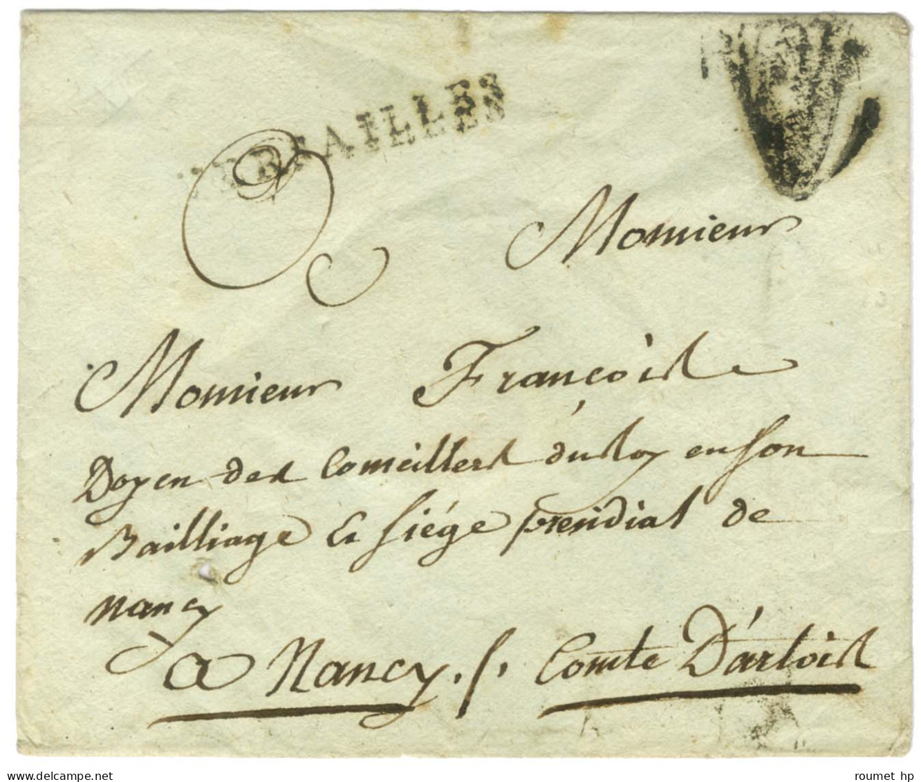 Contreseing De Franchise Manuscrit '' Comte D'Artois '' (petit-fils De Louis XV, Futur Charles X) Sur Enveloppe Sans Tex - Lettres Civiles En Franchise