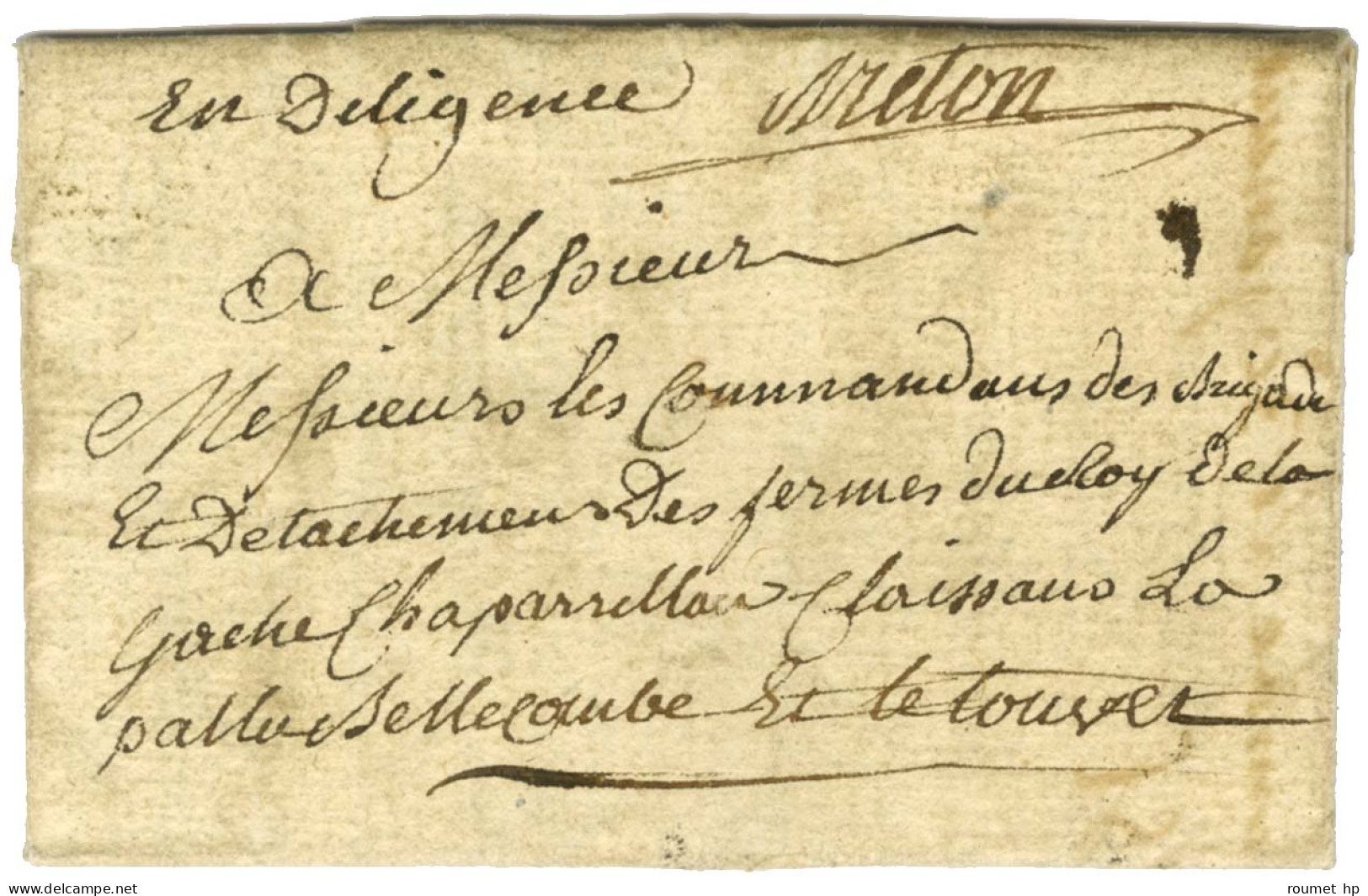 Contreseing De Franchise Manuscrit '' Breton '' Sur Lettre Avec Texte Daté De Pontcharra Via Bellecombe Le 28 Janvier 17 - Frankobriefe