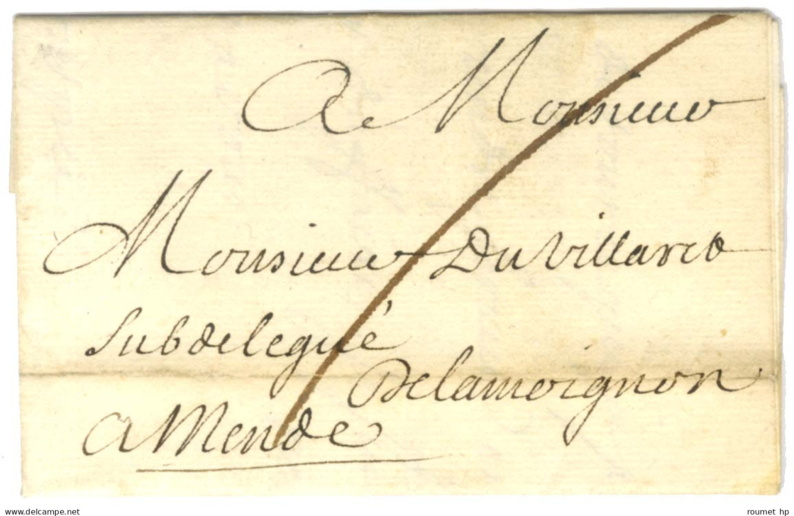 Contreseing De Franchise Manuscrit '' De Lamoignon '' (de Lamoignon De Baville, Intendant Des Généralités) Sur Lettre Av - Lettere In Franchigia Civile