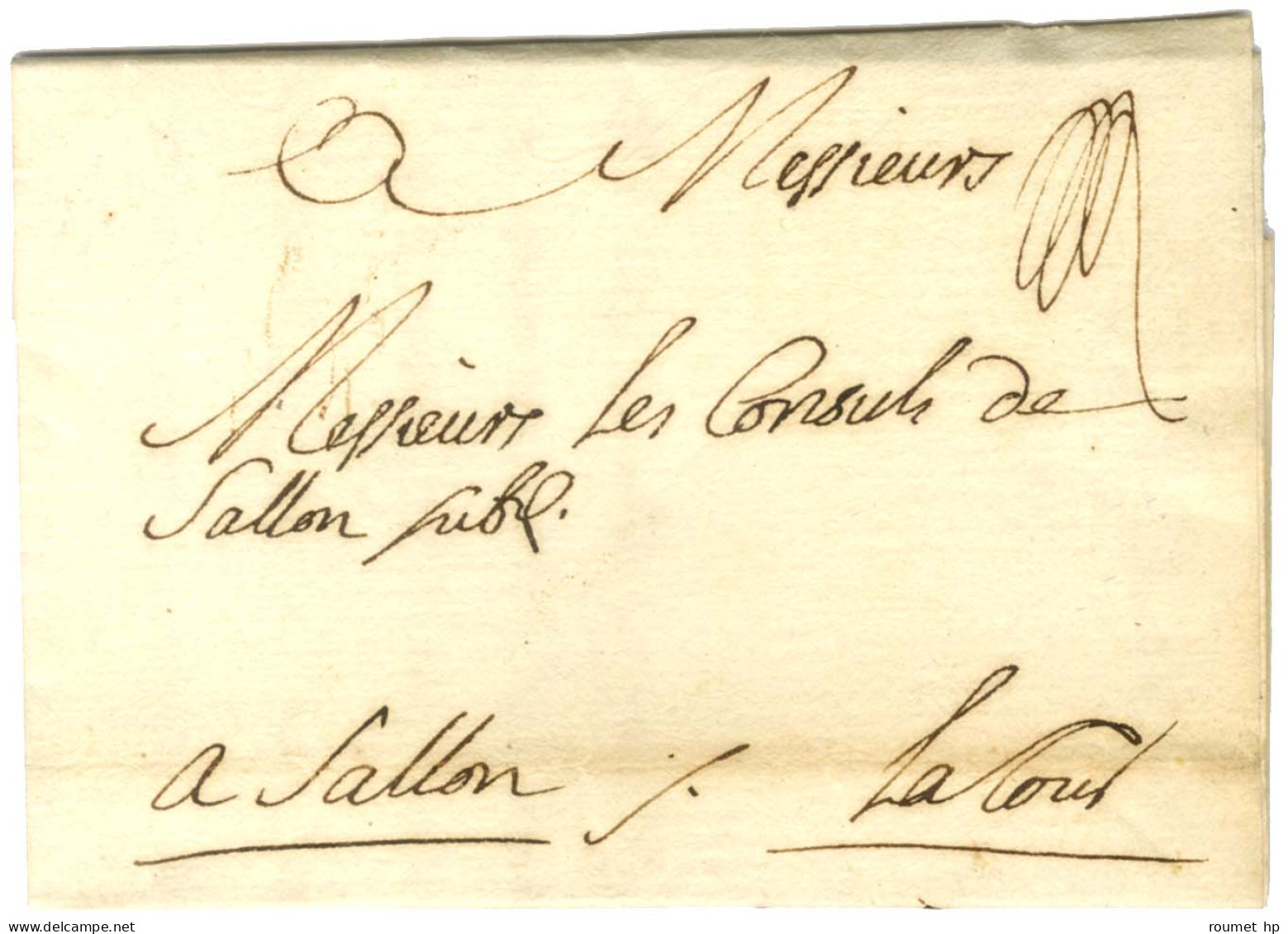 Contreseing De Franchise Manuscrit '' La Tour '' (de La Tour De Glené) Sur Lettre Avec Texte Daté D'Aix Le 20 Juin 1764  - Lettres Civiles En Franchise