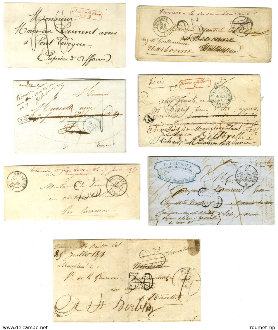 Lot De 7 Lettres Non Affranchies Avec Mention Manuscrite Ou Griffe '' Trouvé à La Boite ''. - TB. - Other & Unclassified