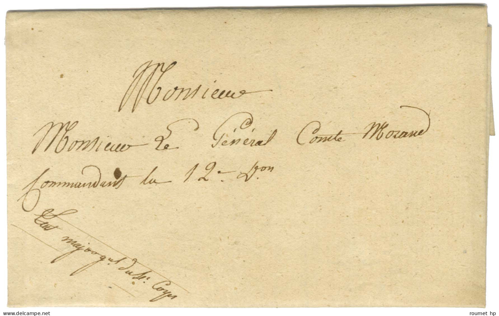 Contreseing De Franchise Manuscrit '' Etat Major Gal Du 4e Corps '' Sur Un Ordre Du Jour Daté Du 31 Août 1813 Mentionnan - Marques D'armée (avant 1900)