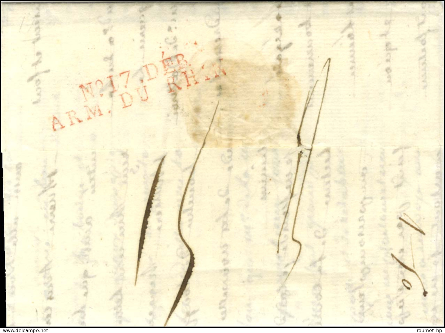 Lettre Avec Texte Daté De Caen Le 9 Mai 1809 Adressée à L'aide De Caen Du Général La Martinière à Augsbourg, Réexpediée  - Armeestempel (vor 1900)