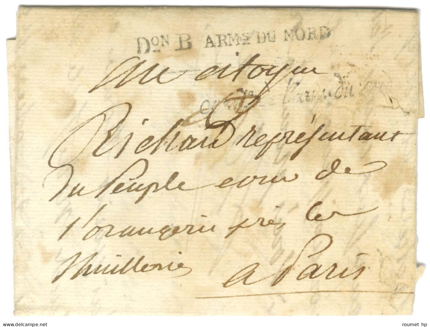 Don B ARMs DU NORD Sur Lettre Avec Texte Daté De La Haye Le 14 Nivose An 4 Pour Paris. - TB. - Armeestempel (vor 1900)