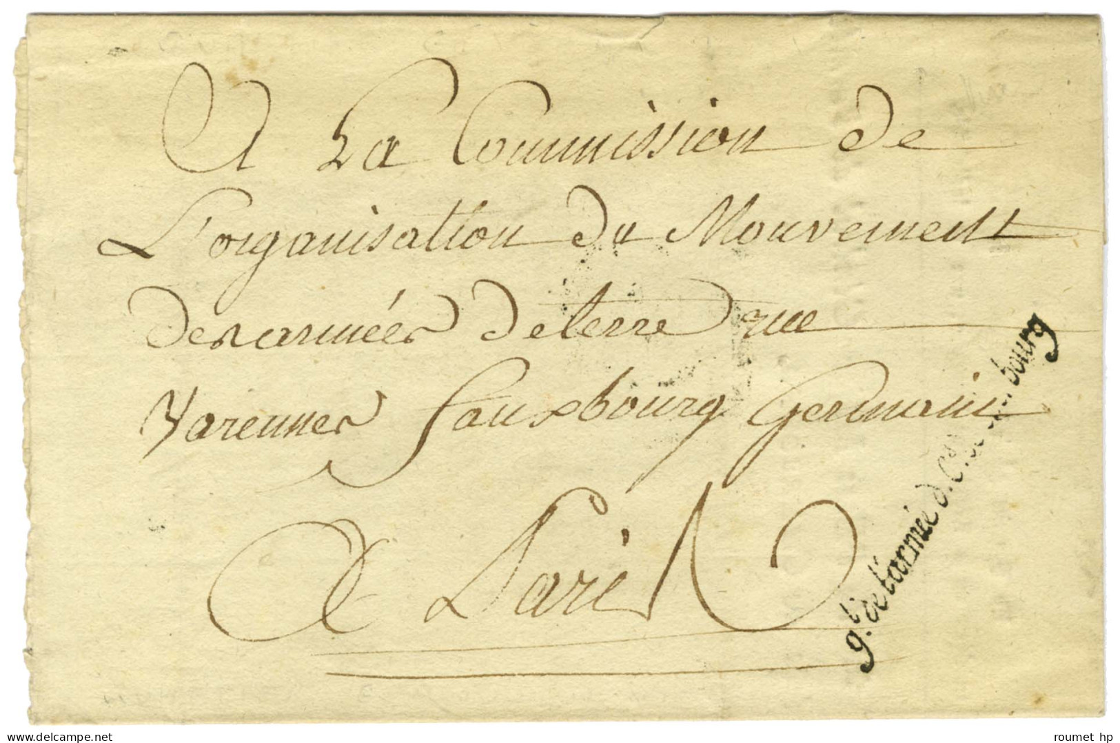 Gl De L'armée D. Ce De Cherbourg Sur Lettre Avec Texte Daté De Vire Le 15 Brumaire An 3 Pour Paris. - TB / SUP. - Armeestempel (vor 1900)