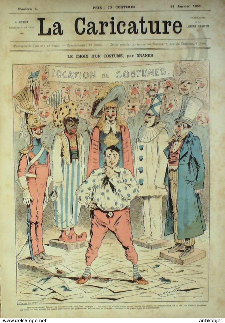 La Caricature 1880 N°  5 Le Choix D'un Costume Draner Robida Trick Negro Kendall - Magazines - Before 1900