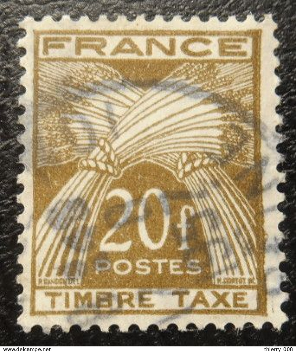 France Timbre  Taxe  87  Type Gerbes  20f  Brun Olive - 1859-1959 Used