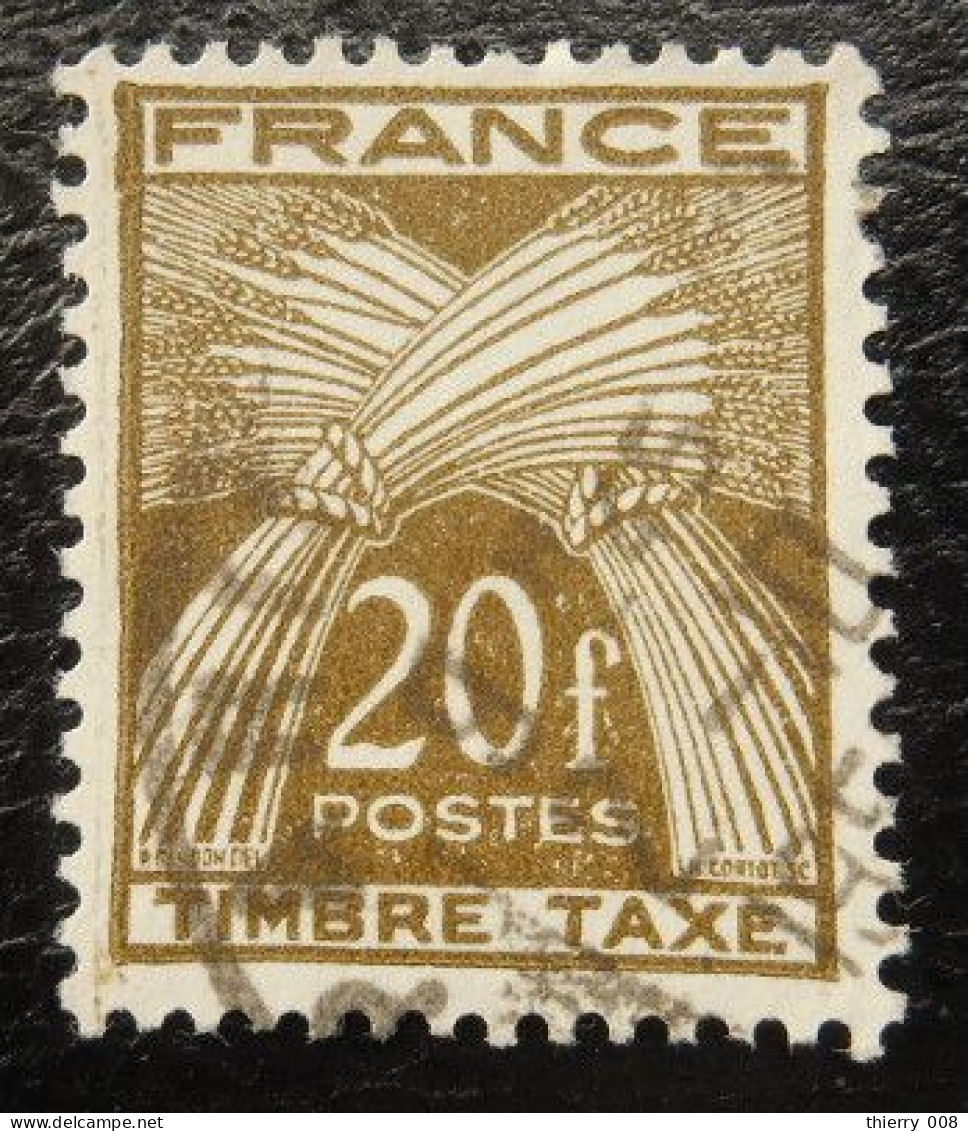 France Timbre  Taxe  87  Type Gerbes  20f  Brun Olive - 1859-1959 Gebraucht