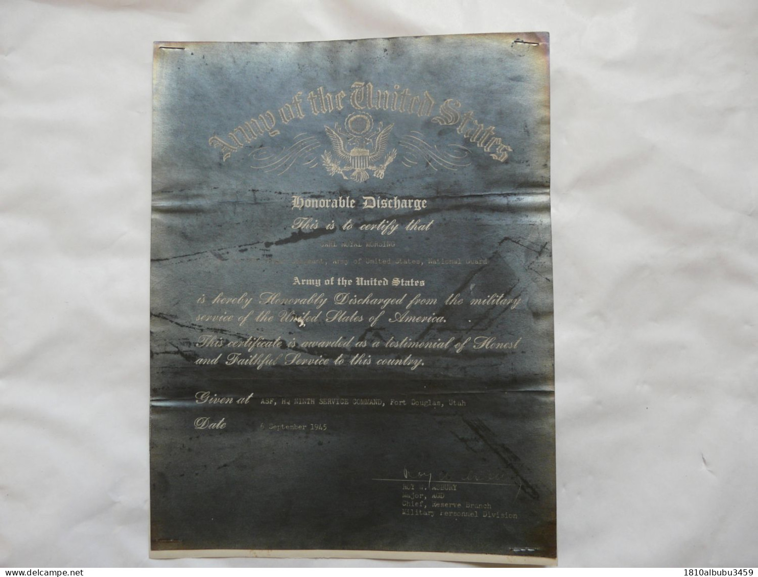 VIEUX PAPIERS - ARMY OF THE UNITED STATES - Honorable Décharge - Historical Documents