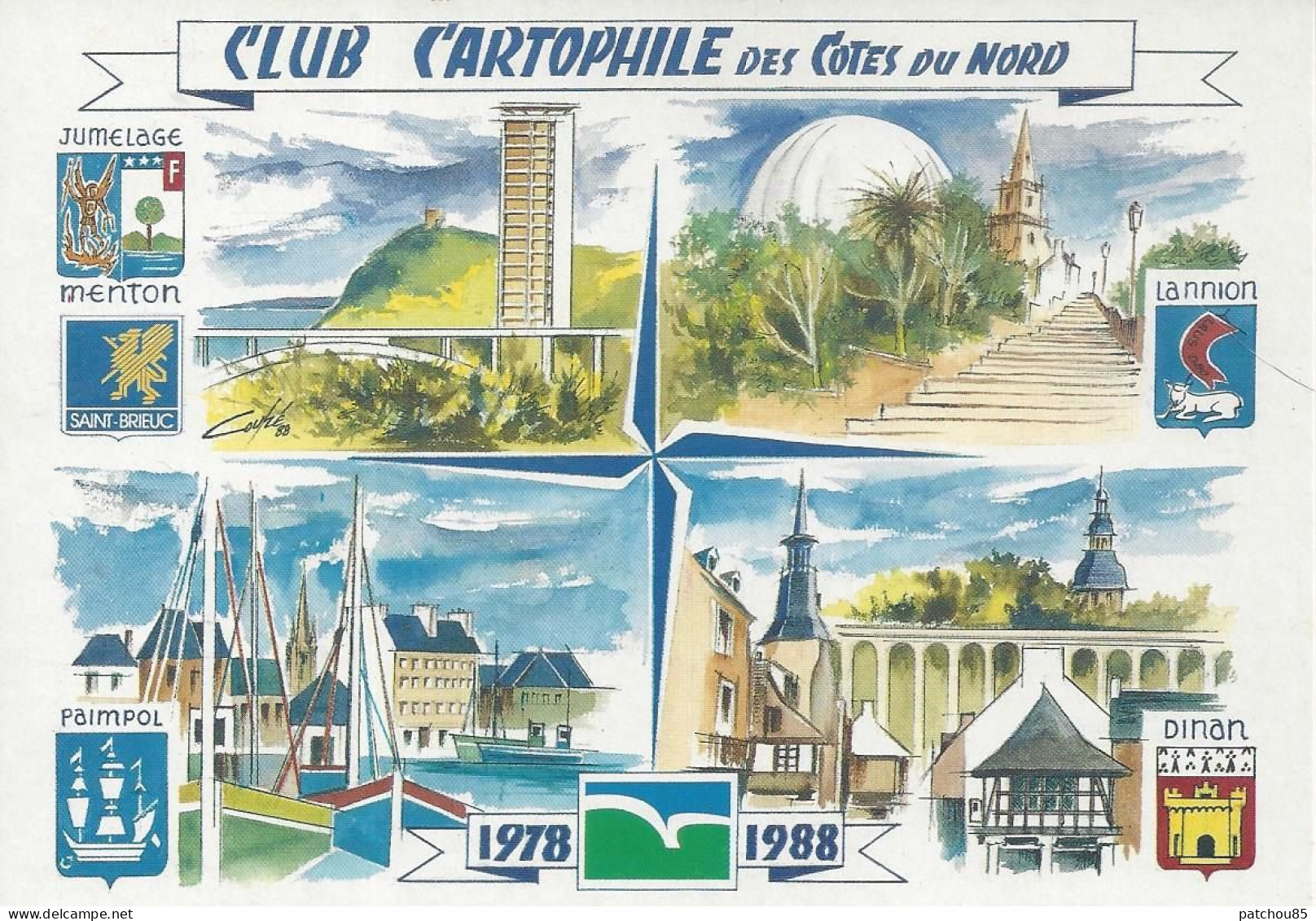 CPM 10° Anniversaire De La Création Du Club Cartophile Des Côtes Du Nord  Illustrateur A. Coupé - Autres & Non Classés