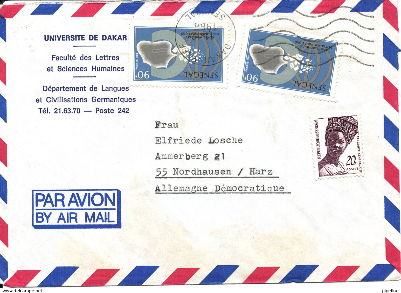 Senegal Air Mail Cover Sent To Germany DDR 11-12-1986 Topic Stamps - Senegal (1960-...)
