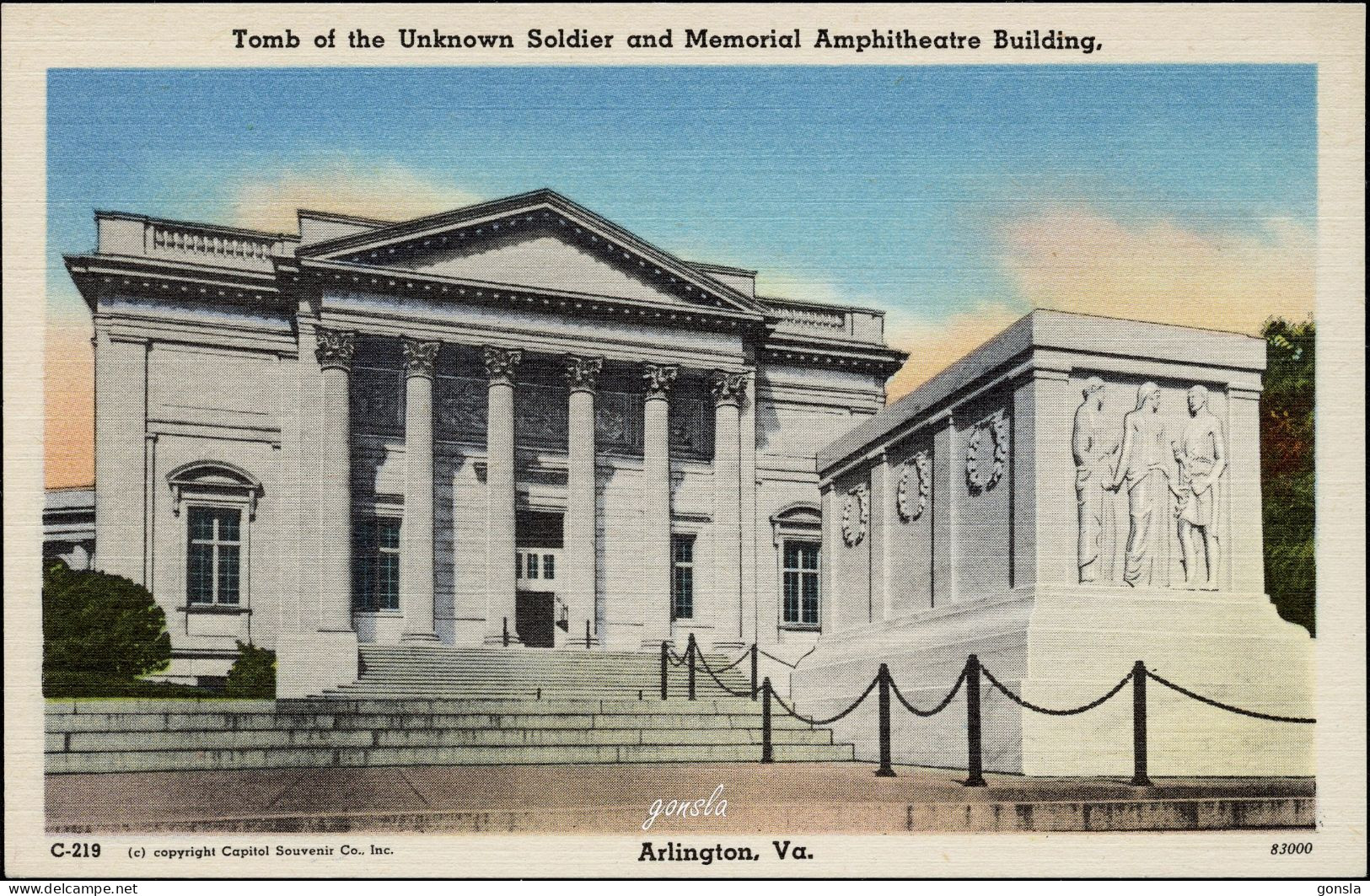 USA-ARLINGTON. VA. 1950 "Tomb Of Unknown Soldier And Memorial Amphitheatre Building" - Arlington