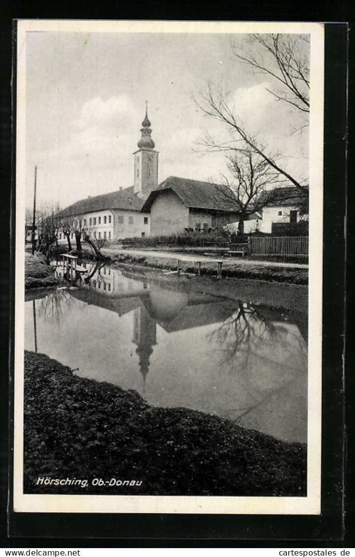 AK Hörsching, Ortspartie Mit Blick Zum Kirchturm  - Sonstige & Ohne Zuordnung