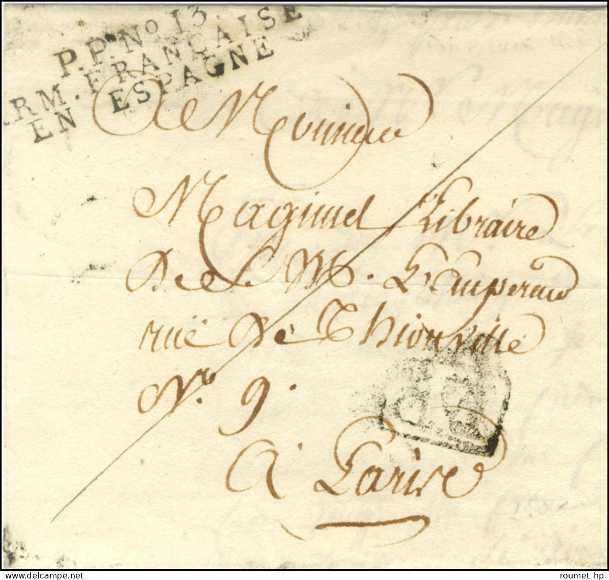 P.P. N° 13 / ARM. FRANCAISE / EN ESPAGNE Sur Lettre Avec Texte Daté De Pampelune Le 11 Octobre 1808 Pour Paris. - TB / S - Marques D'armée (avant 1900)