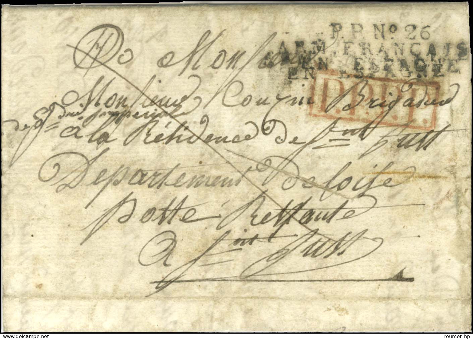 P.P. N° 26 / ARM. FRANCAISE / EN ESPAGNE Sur Lettre Avec Texte Daté Du 19 Septembre 1812 Pour St Just. - TB. - R. - Armeestempel (vor 1900)