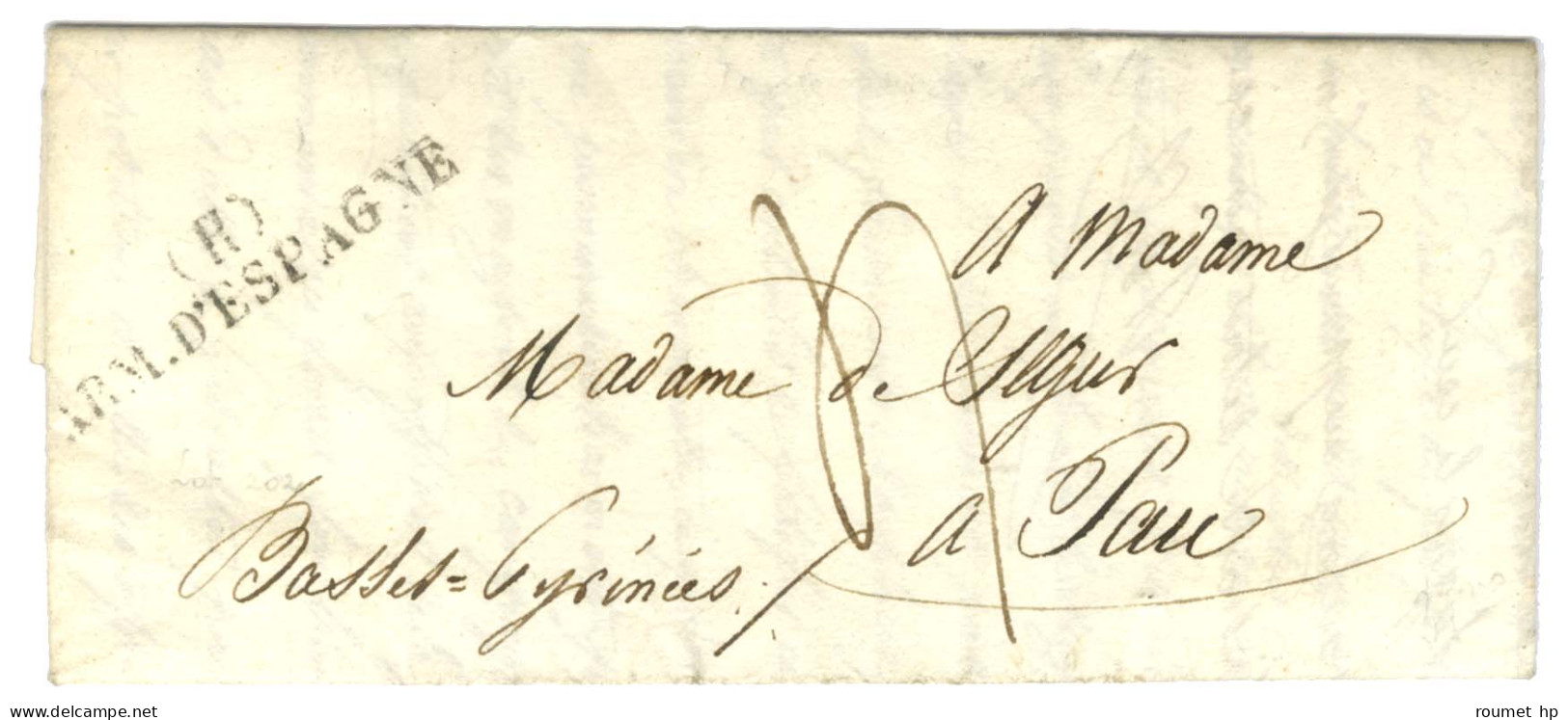 (R) / ARM.D'ESPAGNE Sur Lettre Avec Texte Sur Gibraltar Daté De L'Ile De Léon Le 28 Avril 1824 Pour Pau. - TB / SUP. - Army Postmarks (before 1900)