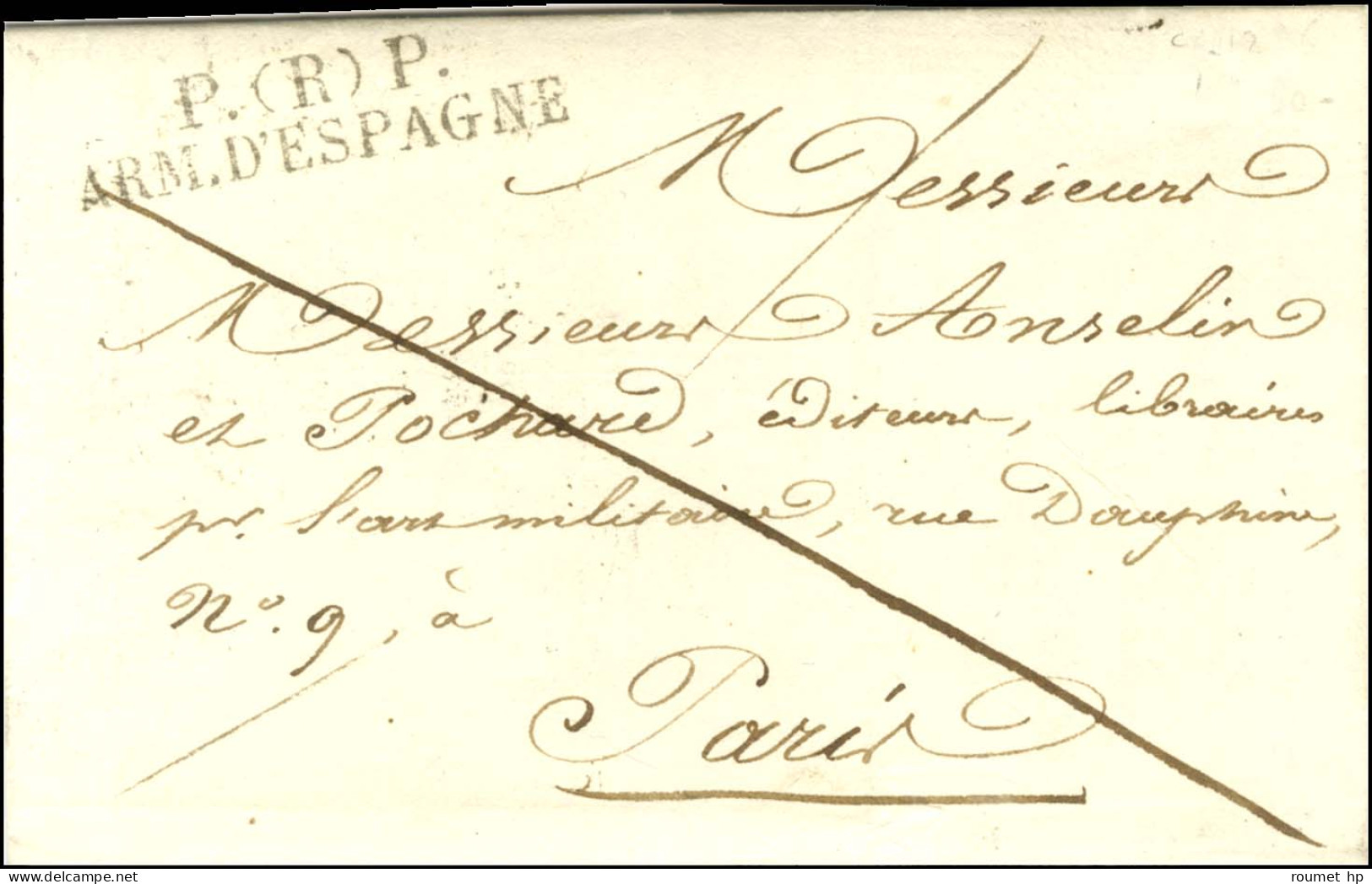 P. (R) P. / ARM. D'ESPAGNE Sur Lettre Avec Texte Daté De Cadix Le 15 Juin 1826 Pour Paris. - SUP. - R. - Sellos De La Armada (antes De 1900)