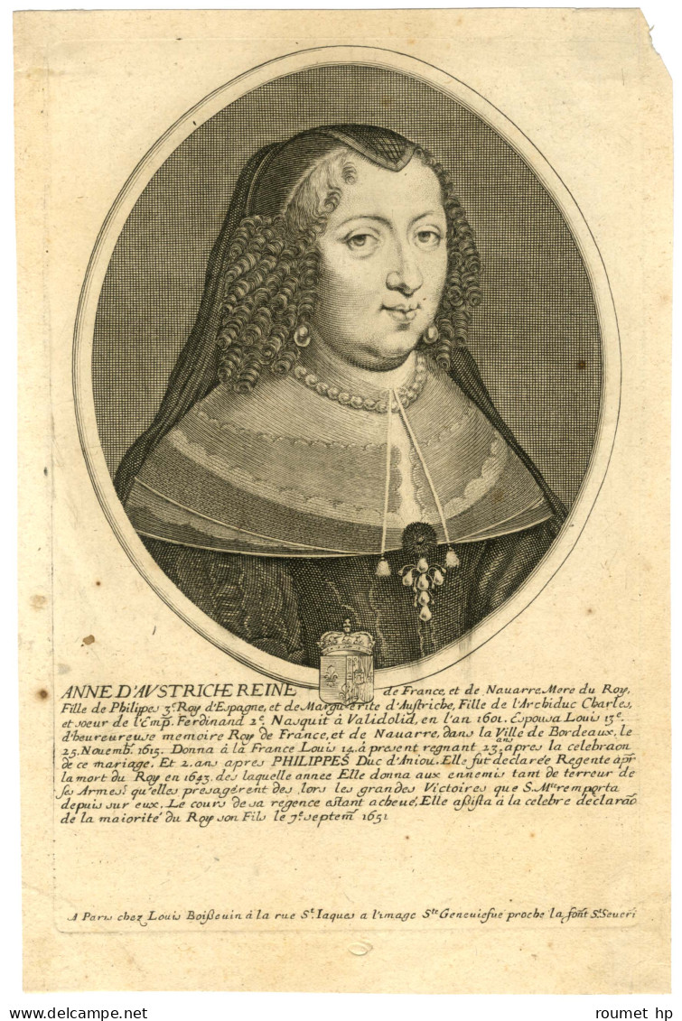 ANNE D'AUTRICHE (1601-1666), Reine De France Et Régente Du Royaume. - Other & Unclassified