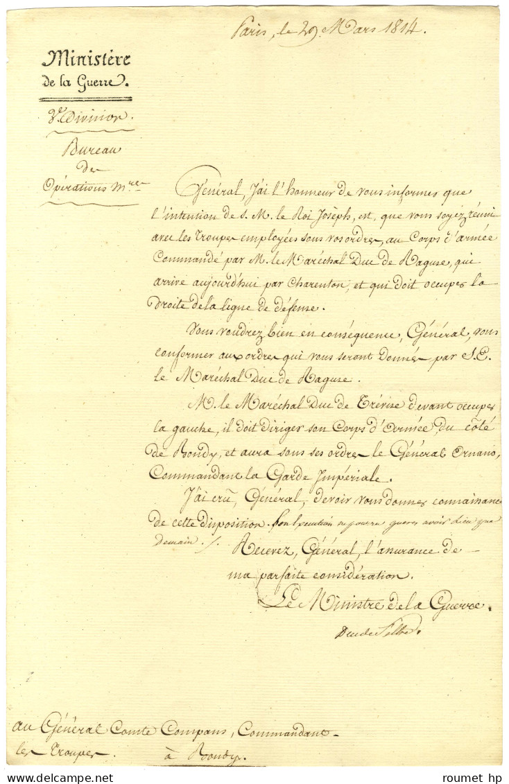 BATAILLE DE PARIS DU 30 MARS 1814 -/- CLARKE Henri Jacques, Comte De Hunebourg Et Duc De Feltre (1765-1818), Maréchal De - Otros & Sin Clasificación