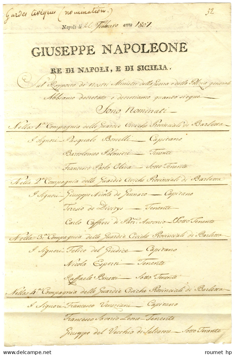 BONAPARTE Joseph (1768-1844), Roi De Naples Et D'Espagne, Frère Ainé De Napoléon Ier. - Andere & Zonder Classificatie