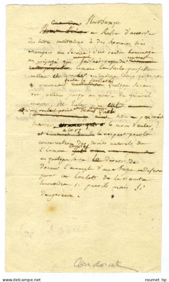 CONDORCET Nicolas De Caritat, Marquis De (1743-1794), Mathématicien Et Homme Politique, De L'Académie Française. - Andere & Zonder Classificatie