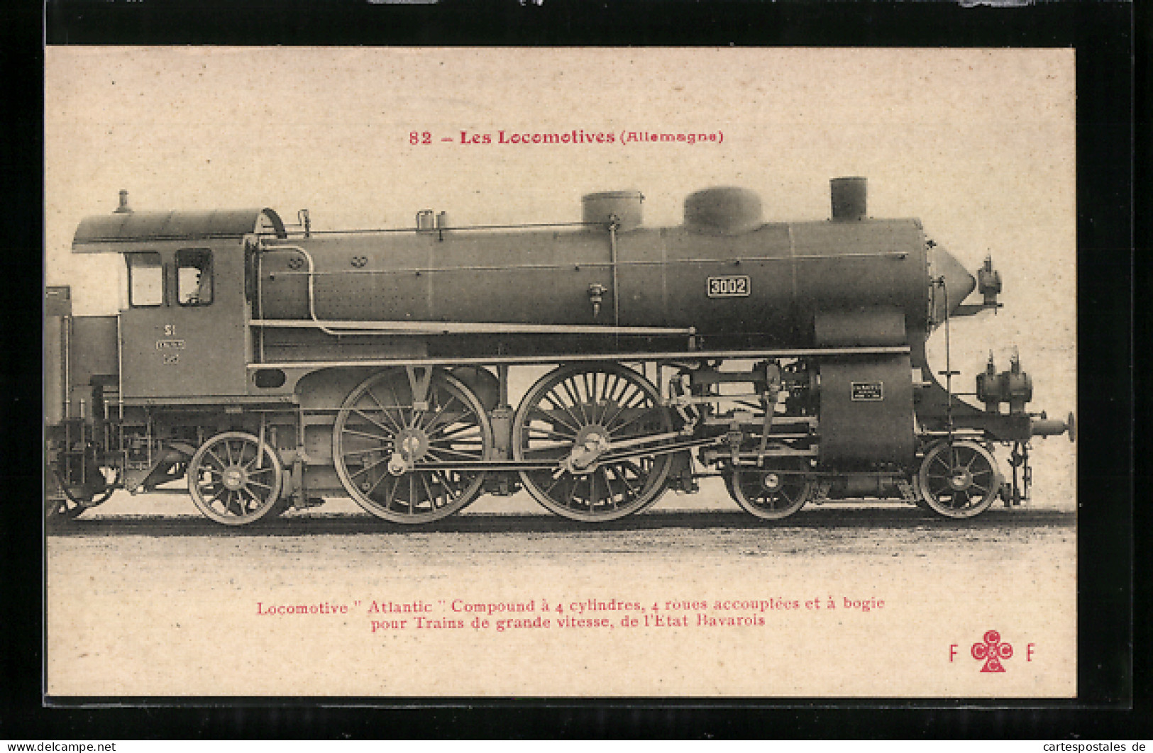 AK Eisenbahn, 3002, Locomotive Atlantic Compound A 4 Cylindres, 4 Roues Accouplees Et A Bogie  - Eisenbahnen