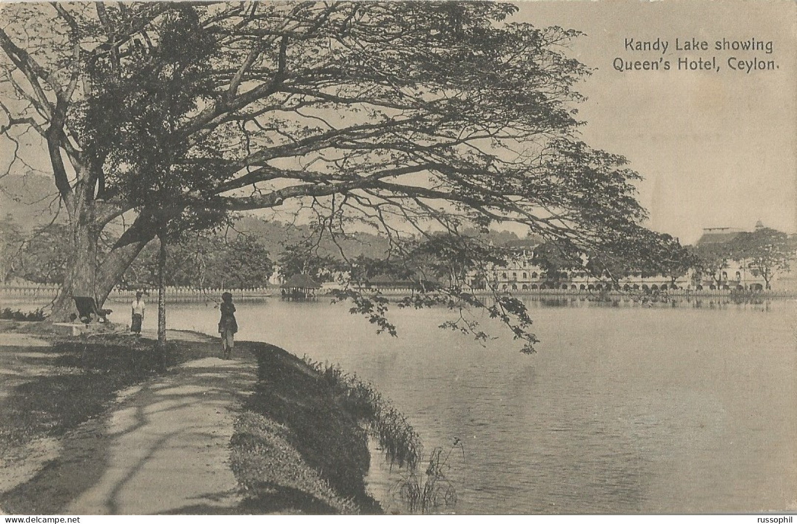 SRI-LANKA (CEYLON) – KANDY LAKE SHOWING QUEEN’S HOTEL, CEYLON – GOOD FRANKING – COPYRIGHT BY PLATE N° 25 - 1931 - Sri Lanka (Ceilán)