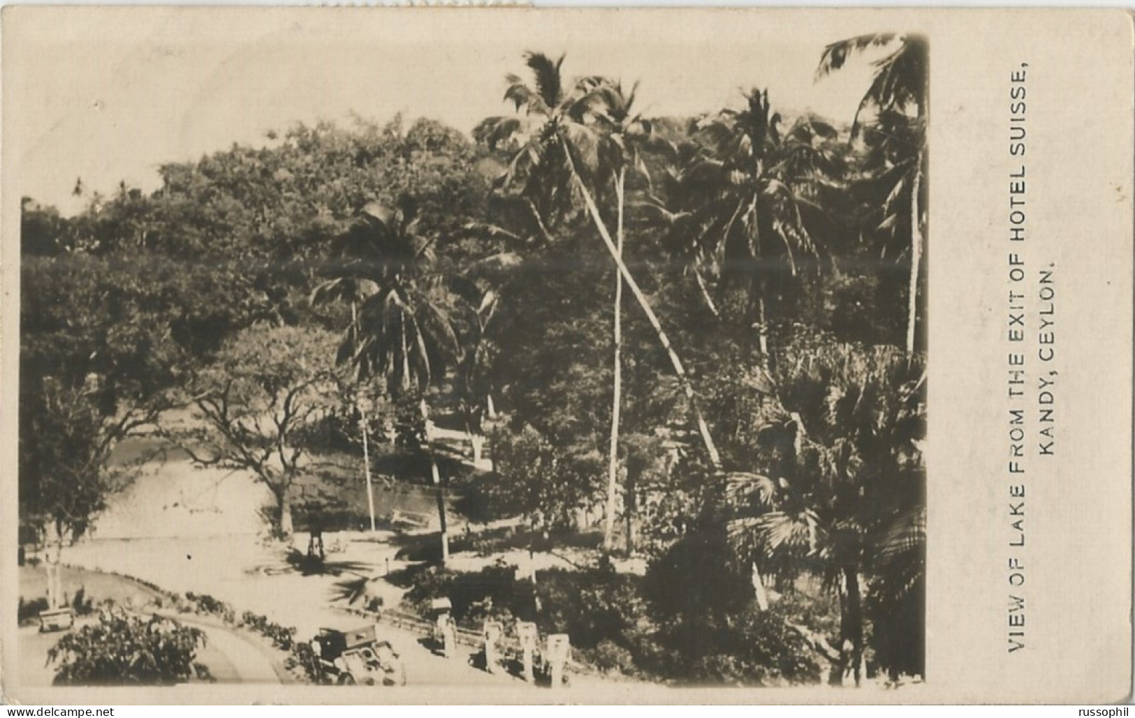 SRI-LANKA (CEYLON) – VIEW OF LAKE FROM THE EXIT OF HOTEL SUISSE, KANDY CEYLON – GOOD FRANKING - 1938 - Sri Lanka (Ceilán)