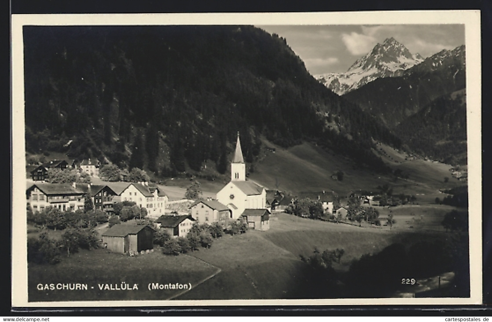 AK Gaschurn-Vallüla, Ortsansicht Im Sonnenschein  - Autres & Non Classés