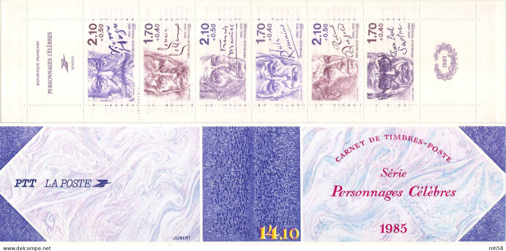 FRANCE 1985 - Personnages Célèbres écrivains - Bande Carnet N° BC 2360A Non Pliée Neuf ** - Personajes