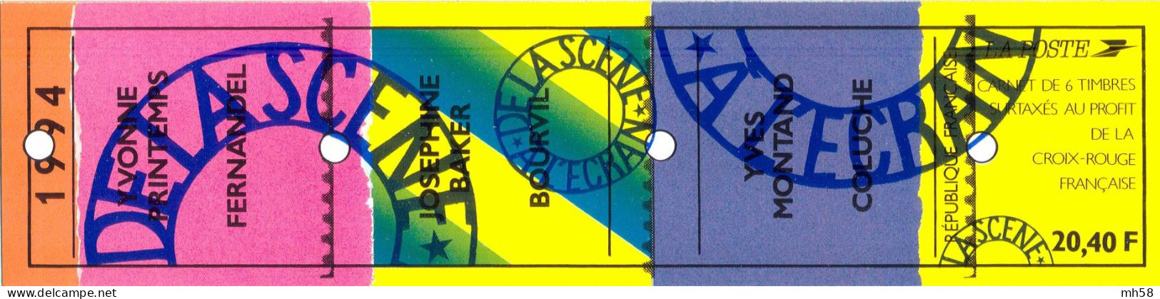 FRANCE 1994 - Personnages De La Scène à L'écran - Bande Carnet N° BC 2903 Non Pliée Neuf ** - Personnages