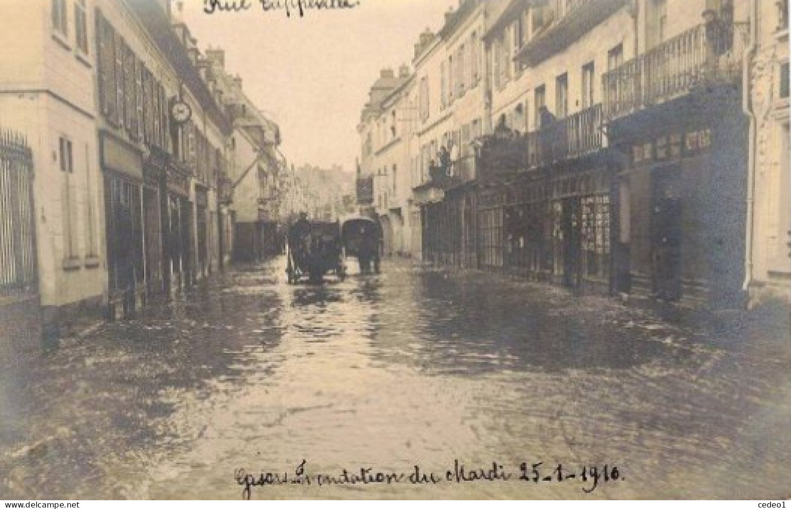 GISORS  CARTE PHOTO INONDATIONS DE 1910  RUE CAPPEVILLE - Gisors