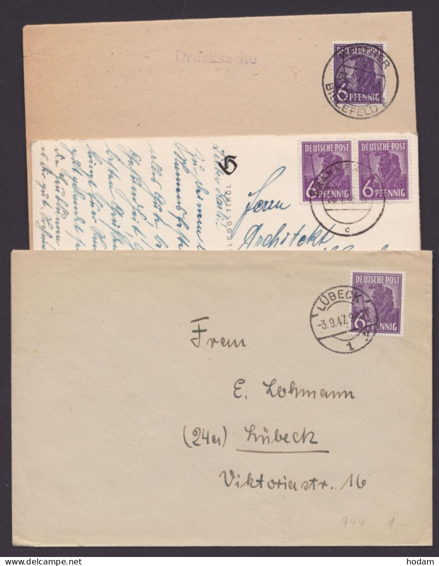 MiNr 944, Als EF Bzw. MeF Auf 3 Belegen, Alle Verschiedene Farben - Storia Postale