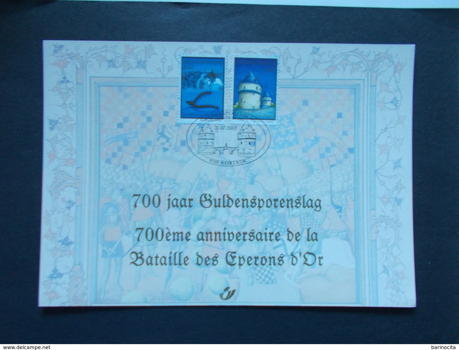 BELGIQUE -   N° 3088  HK  Année  2002 " 700em Anniversaire De La Bataille Des Eperons D'or "  ( Voir Photo ) 65 - Cartoline Commemorative - Emissioni Congiunte [HK]
