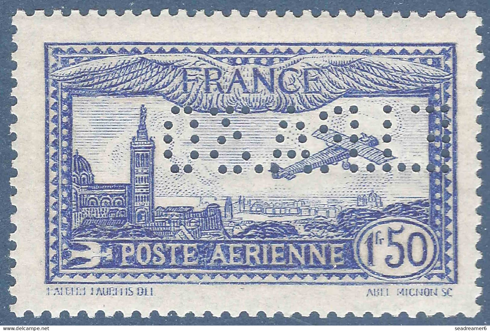 France POSTE AÉRIENNE N°6c** 1FR50 Outremer Perforé E.I.P.A 30 Frais Et TTB Signé R.CALVES - 1927-1959 Postfris