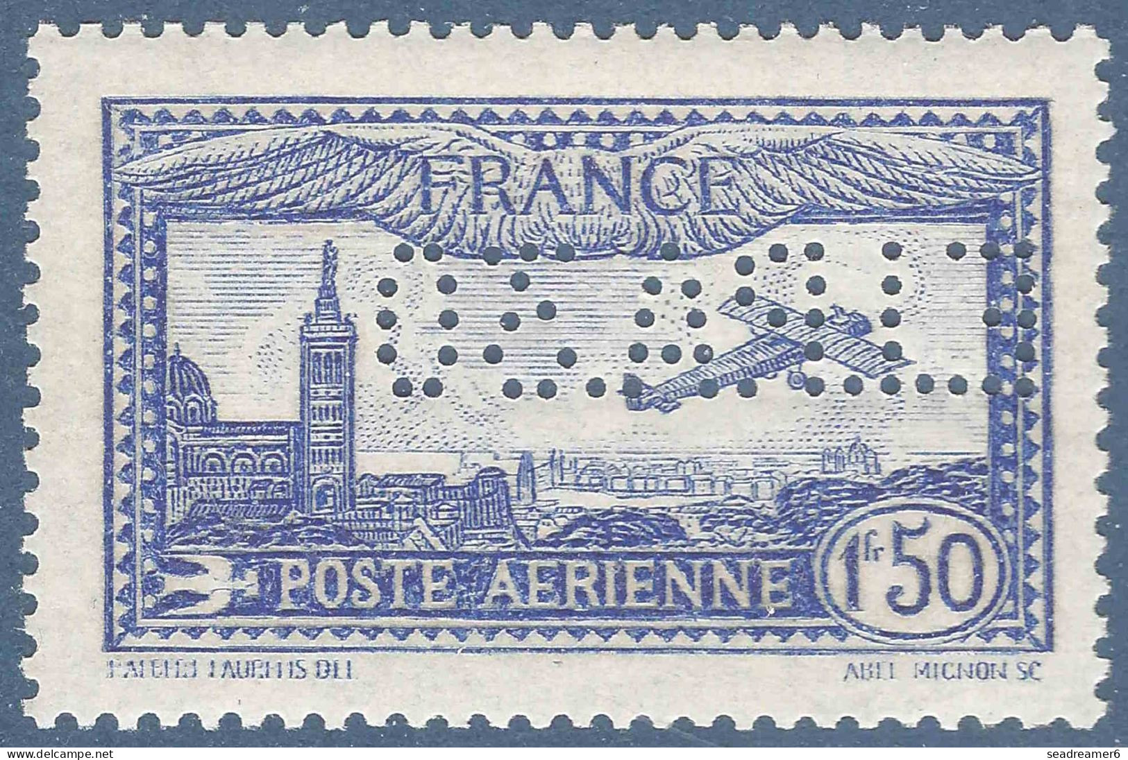 France POSTE AÉRIENNE N°6c** 1FR50 Outremer Perforé E.I.P.A 30 Frais Et TTB Signé R.CALVES - 1927-1959 Mint/hinged