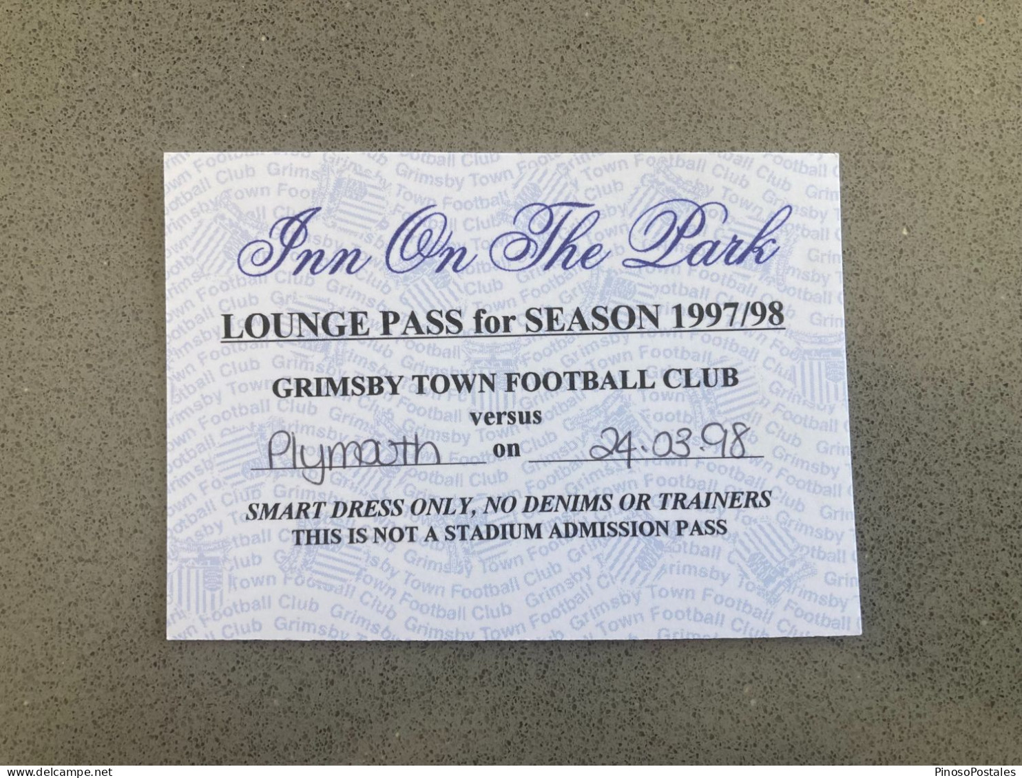 Grimsby Town V Plymouth Argyle 1997-98 Match Ticket - Tickets D'entrée