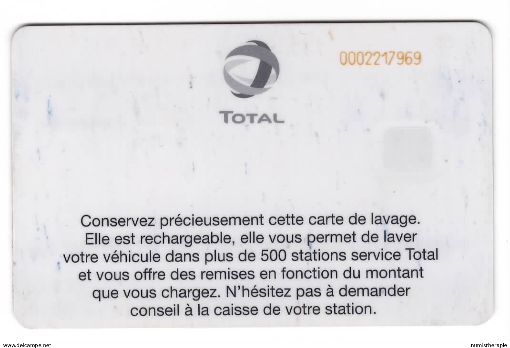 Ancienne Carte Lavage Auto Rechargeable TOTAL - Autres & Non Classés