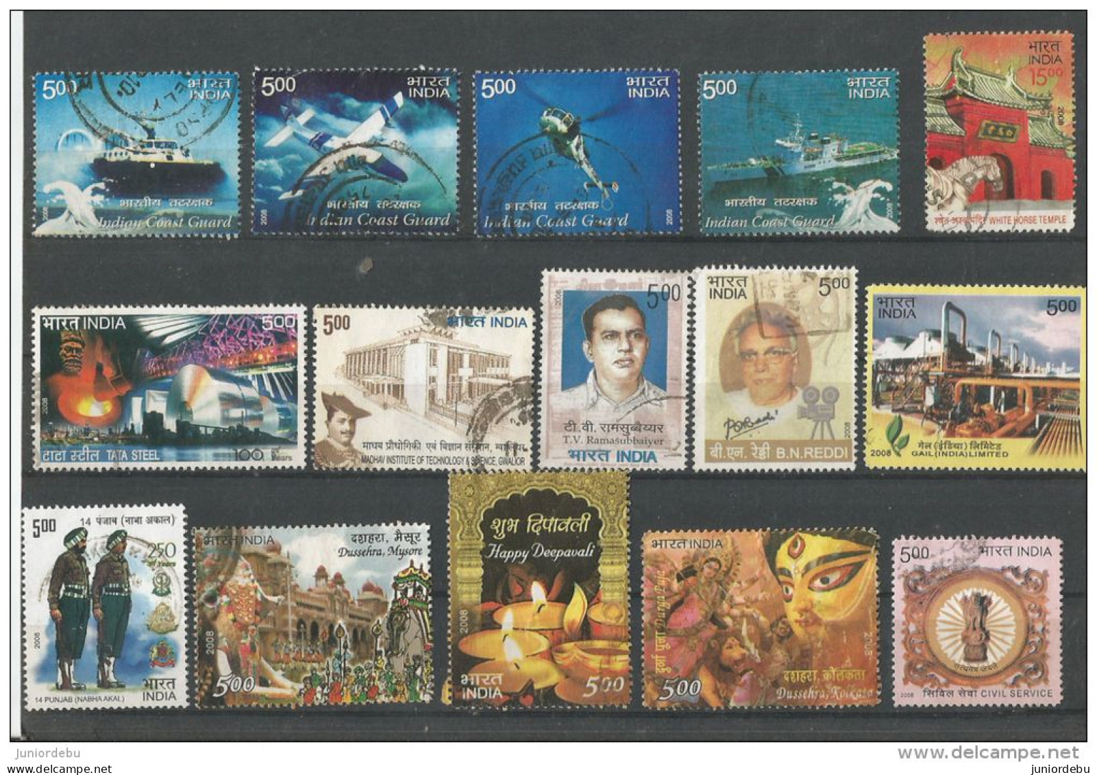 India - 2008 - 15 Different Commemorative Stamps - USED. ( OL 02/10/2013 ) - Usati