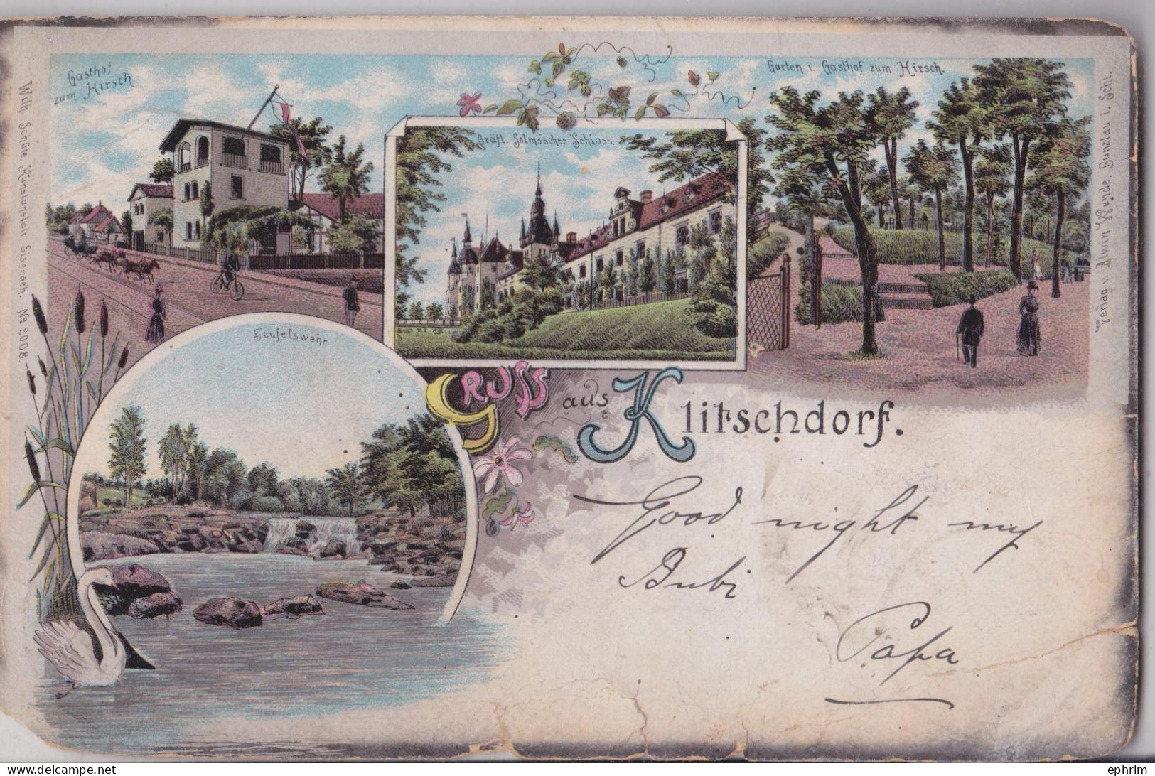 Gruss Aus Klitschdorf Litho Poland Schloss Polen Kliczkow Polska - Polen